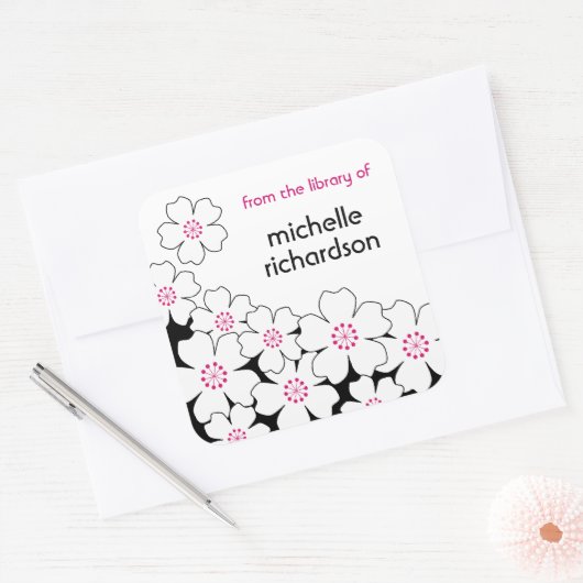 Cherry Blossom-boekplaatjes Vierkante Sticker (Envelop)