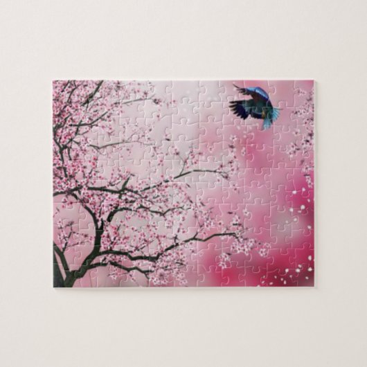 Cherry Blossom bomen & Hummingbird Puzzle Legpuzzel (Horizontaal)