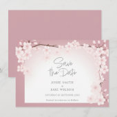 Cherry Blossom Border Save the Date (Voorkant / Achterkant)
