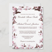 Cherry Blossom Border Wedding Kaart (Voorkant)