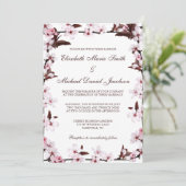 Cherry Blossom Border Wedding Kaart (Staand voorkant)