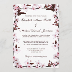 Cherry Blossom Border Wedding Kaart