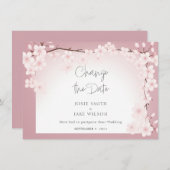 Cherry Blossom Border Wijzig de datumkaart Save The Date (Voorkant / Achterkant)