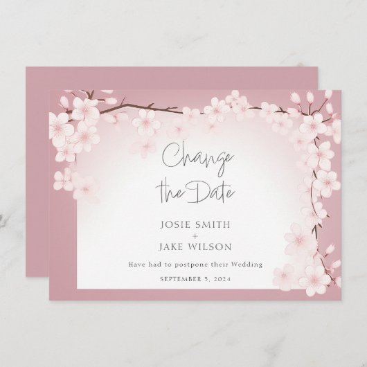 Cherry Blossom  Border Wijzig de datumkaart Save The Date (Voorkant / Achterkant)