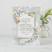 Cherry Blossom Bouquet Theme Wedding Kaart (Staand voorkant)