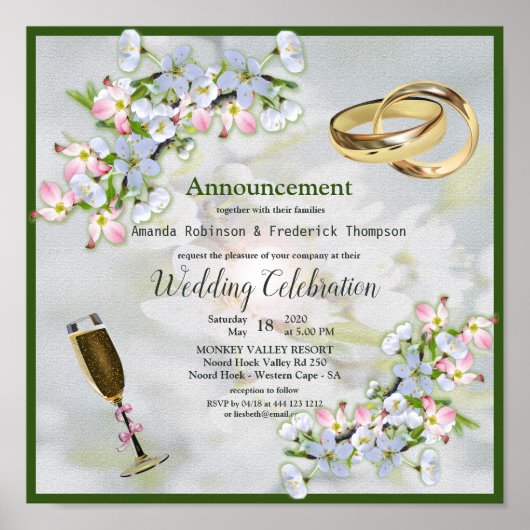 Cherry Blossom Bouquet Wedding Poster (Voorkant)