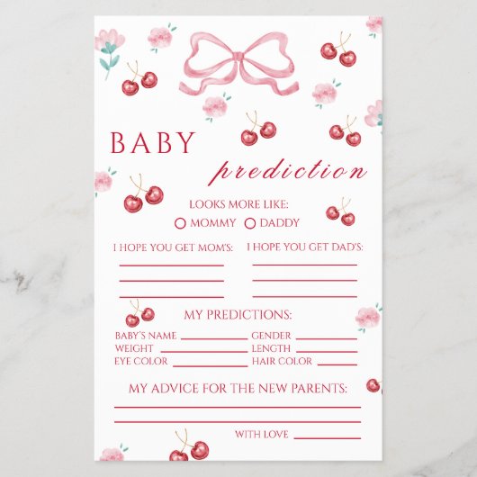 Cherry Blossom Bow Baby Voorspellingen & Wensen Flyer (Voorkant)