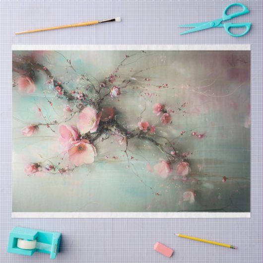 Cherry Blossom Branch, Abstract Realisme Tissuepapier (Craft)