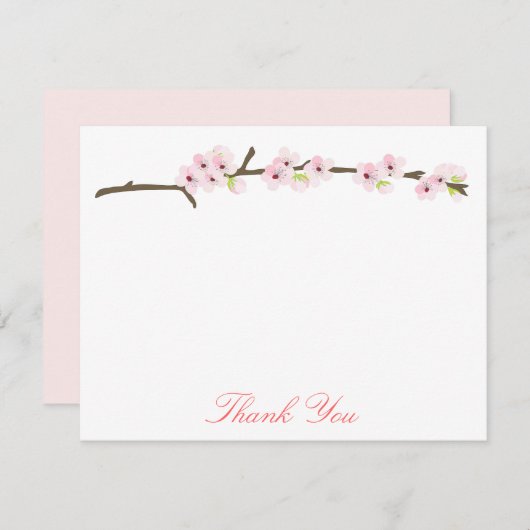 Cherry Blossom Branch Hartelijk dank (Wit) Bedankkaart (Voorkant / Achterkant)