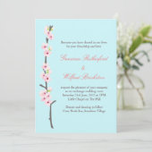 Cherry Blossom Branch Invitation (blauw) Kaart (Staand voorkant)