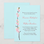 Cherry Blossom Branch Invitation (blauw) Kaart (Voorkant / Achterkant)