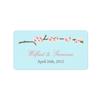 Cherry Blossom Branch Label (Blauw)