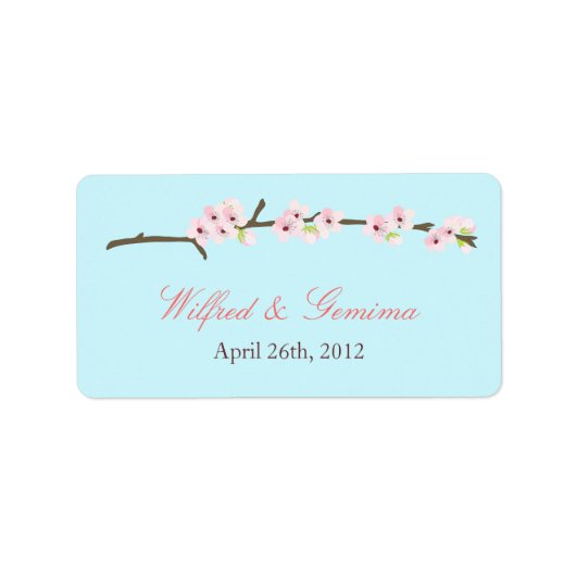 Cherry Blossom Branch Label (Blauw) (Voorkant)