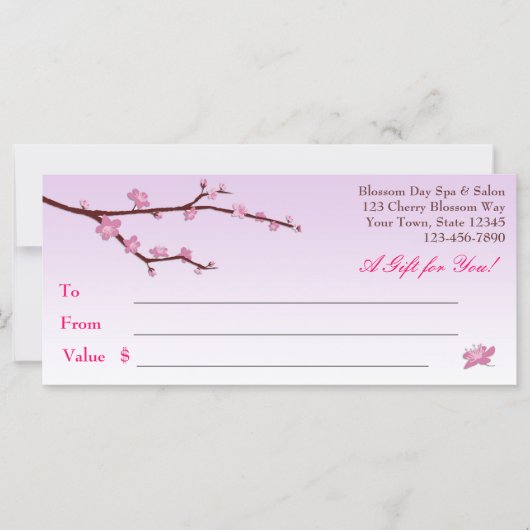 Cherry Blossom Branch, Lila Cadeaucertificaat (Voorkant)