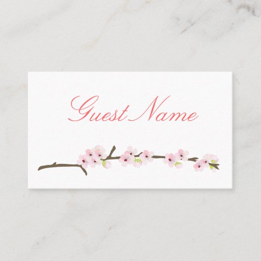 Cherry Blossom Branch Place Card (wit) Plaatskaartje (Voorkant)