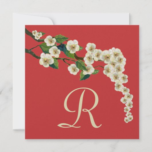 Cherry Blossom Branch Red Save the Date Kaart (Achterkant)