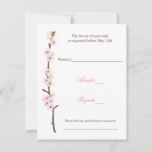 Cherry Blossom Branch RSVP (wit) (Voorkant)