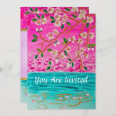 Cherry Blossom Branch Sakura Water Ripple Painting Kaart (Voorkant / Achterkant)