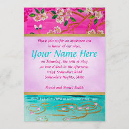 Cherry Blossom Branch Sakura Water Ripple Painting Kaart