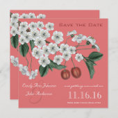 Cherry Blossom Branch Save the Date Kaart (Voorkant / Achterkant)