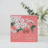 Cherry Blossom Branch Save the Date Kaart (Staand voorkant)