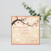 Cherry Blossom Branch Save the Date Kaart (Staand voorkant)