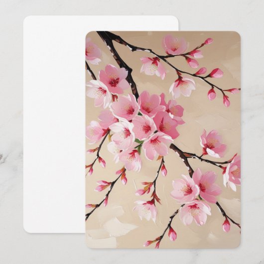 Cherry Blossom Branches Art – Elegante roze Sakura Kaart (Voorkant / Achterkant)