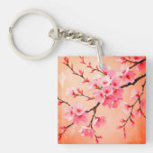 Cherry Blossom Branches Art – Elegante roze Sakura Sleutelhanger (voorkant)