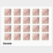 Cherry Blossom Branches Art – Elegante roze Sakura Vierkante Sticker (Vel)