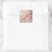 Cherry Blossom Branches Art – Elegante roze Sakura Vierkante Sticker (Tas)
