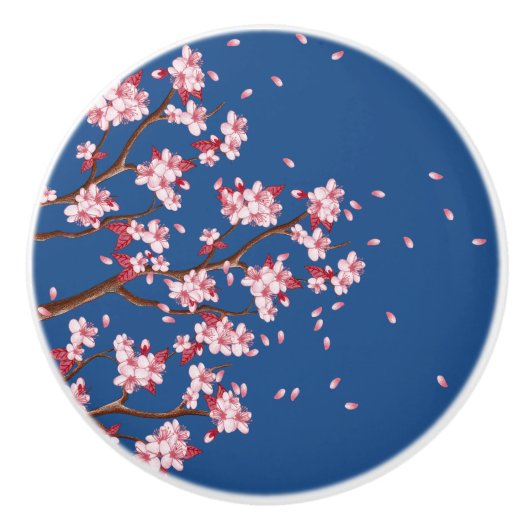 Cherry Blossom Branches Custom Ceramic Knob Keramische Knop (Voorkant)