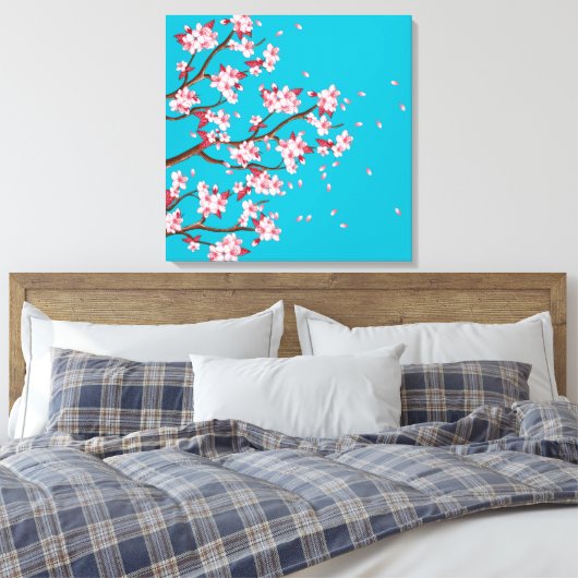 Cherry Blossom Branches Custom Wrapped Canvas (Insitu (Slaapkamer))