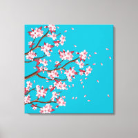 Cherry Blossom Branches Custom Wrapped Canvas