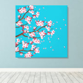 Cherry Blossom Branches Custom Wrapped Canvas Afdruk (Insitu (Houten vloer))