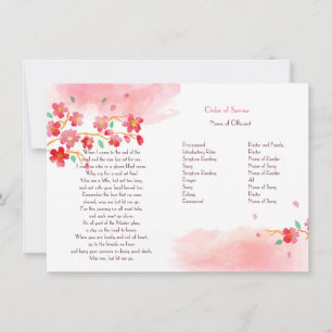 Cherry Blossom Branches Memorial Service Programme Kaart