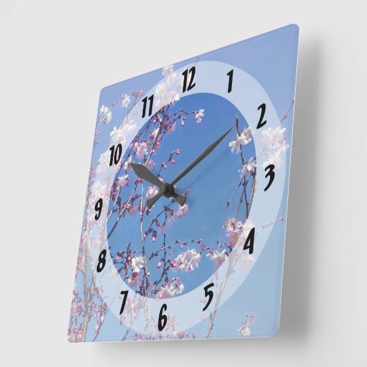 Cherry Blossom Branches Vierkante Klok (Hoek)