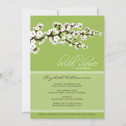 Cherry Blossom Bridal Shower Invitation (appel) Kaart (Voorkant)