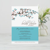 Cherry Blossom Bridal Shower Invitation (aqua) Kaart (Staand voorkant)