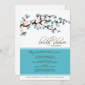 Cherry Blossom Bridal Shower Invitation (aqua) Kaart (Voorkant / Achterkant)