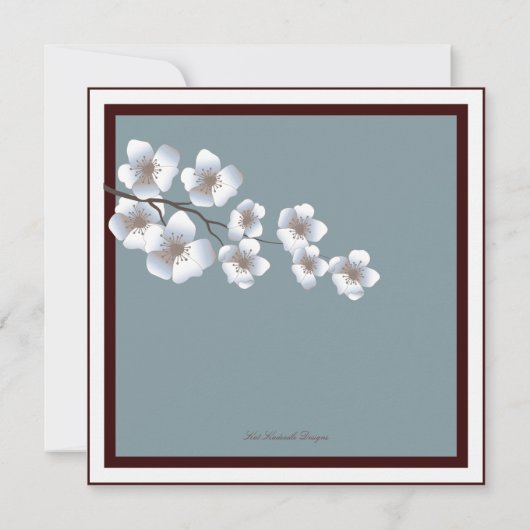 Cherry Blossom Bridal Shower Invitation Blue Brown Kaart (Achterkant)