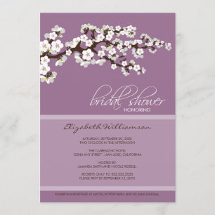Cherry Blossom Bridal Shower Invitation (lavender) Kaart