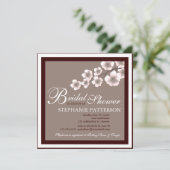 Cherry Blossom Bridal Shower Invitation PInk Brown Kaart (Staand voorkant)
