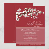 Cherry Blossom Bridal Shower Invitation (rood) Kaart (Voorkant / Achterkant)