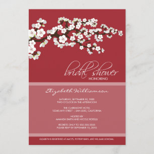Cherry Blossom Bridal Shower Invitation (rood) Kaart