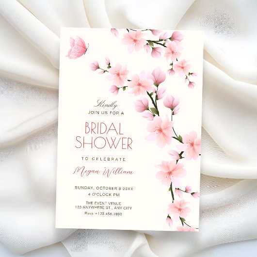Cherry blossom bridal shower kaart