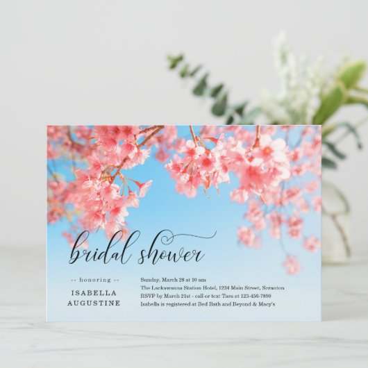 Cherry Blossom Bridal Shower Uitnodiging (Staand voorkant)