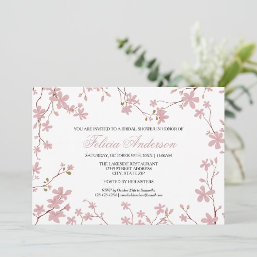 Cherry Blossom - Bridal Shower - Uitnodiging (Staand voorkant)