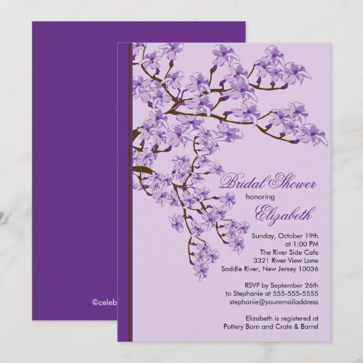 Cherry Blossom Bridal Shower Uitnodiging (Voorkant / Achterkant)