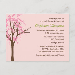 Cherry Blossom Bridal Shower Uitnodiging Briefkaart