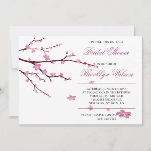 Cherry Blossom Bridal Shower-uitnodigingen Kaart (Voorkant)